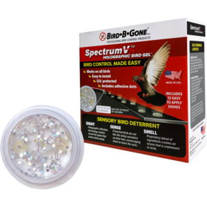 Photo of Bird B Gone bird deterrent puck and packaging