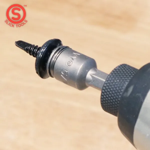 Self tapping screw loaded into nut setter bit in impact driver